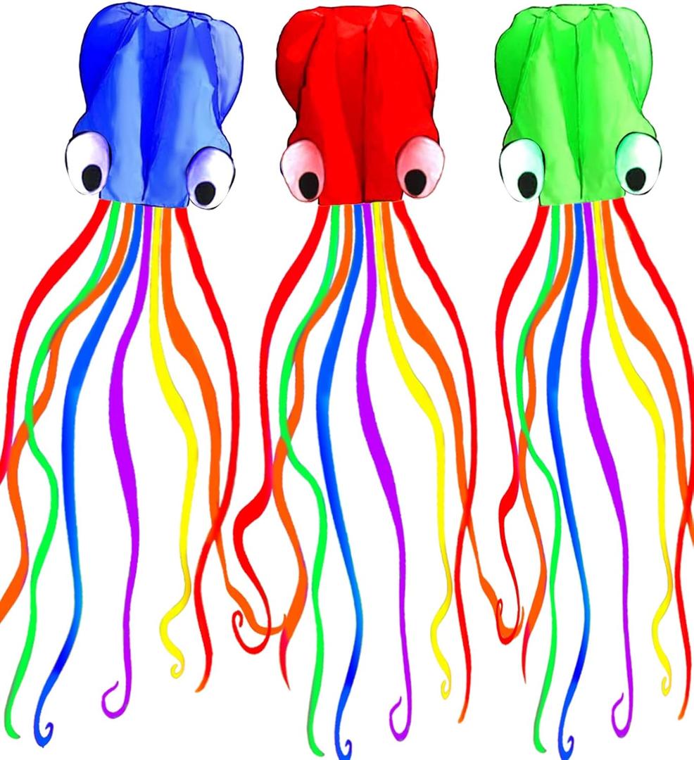 Hengda Kite Soft Octopus Kite Series, Beautiful Kite with Long Colorful Tail for Kids and Adults, Easy to Fly Beach Kites, Excellent Outdoor Games and Activity Toys, Suitable for Beginners.