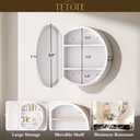 TETOTE Bathroom Mirror Cabinet 30 x 30 White Round Bathroom Medicine Cabinet with Mirror Adjustable Shelves Farmhouse Wall Mirror with Storage Surface Mounted