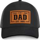 Dad Hat Est 2025 for New Dad from Mom Wife - First for New Dads Men Him Husband - Unique Gift for Birthday Christmas - Leather Patch Adjustable Snapback Cotton Trucker Cap