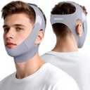 Chin Strap for Sleeping with 4-Side Adjustment, Anti Snoring Chin Strap Elasticity for Adults, Anti Snoring Devices Breathable and Durable, Snore Stopper for CPAP Users, Gray, M (M23.6in*5.11in)