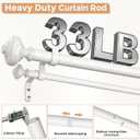 White Double Curtain Rod 36 to 76 Inch, Decorative Adjustable 1 Inch Heavy Duty Dual Curtain Rods for Windows, Boho Rustic Vintage Double Drapery Pole with White Finial