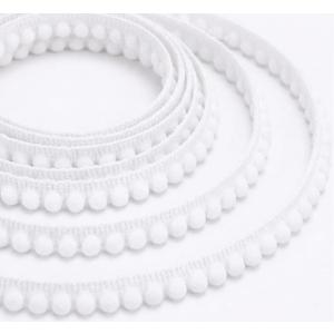 IDONGCAI White Pom Pom Trim 10 Yards Mini Ball Fringe Ribbon for Sewing, Pillow Edging, Curtain, Boho Farmhouse DIY Decor, Soft Tassel Pompom Trim for Crafts & Clothing