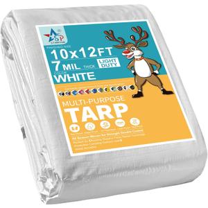STARPYNG-7 Mil White 10x12 Feet Tarp-Multifunctional White Waterproof Tarpaulin-Waterproof, UV Resistant, Rip and Tear Resistant, Poly Tarpaulin with Reinforced Edges for Cover