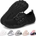 Hike Barefoot Water Shoes for Women Men Footwear, Quick Dry Wide Toe Box Pro Beach Swim Athletic Sports Shoes, Non-Slip Lightweight Aqua Shoe for Pool Hiking Walking Kayaking Diving Surfing (New-black)
