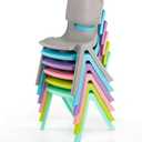 Axidou 6 Pack Premium 11" H Plastic Stackable School Chairs, Toddler and Kids Chair for Daycare, School, Outdoor, Home - Light Color
