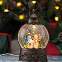 Snow Globe with Snowman Family, Light Up Christmas Snow Globes with Music Timer - USB Plug or Battery Operated Glitter Globe Indoor Christmas Decorations