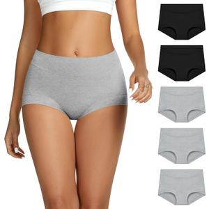 THANTH Boy Shorts Underwear for Women High Waisted Cotton Panties Full Coverage Boxer Briefs Underwear for Women 5 Pack (Medium, 3grey+2black)