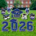 Large 11 PCS Graduation Yard Signs, Class of 2026 Congrats Grad Outdoor Lawn Yard Sign with Stakes, Graduate Yard Decorations for College High School Party, Black and Blue