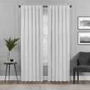 Eclipse Absolute Zero Harper Velvet Blackout Thermal Insulated Rod Pocket Curtains for Bedroom, Single Panel, 50" x 108", Snow