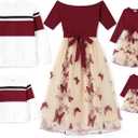 PATPAT Family Matching Outfits Dresses and Sweatshirt Fall Winter Off Shoulder Dresses and Long Sleeve Sweatshirt (L)