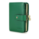 Full Grain Leather Kiss Lock Wallet for Women Kiss Clasp Coin Purse Small Bifold Card Holder with Rfid Blocking (Green)