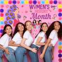 91 Pcs Womens History Month Bulletin Board Decorations for Classroom, International Women's Day Banner Backdrop with Paper Blooms for School Chalkboard Wall Party March 8th Decorations