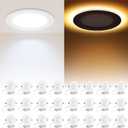 HONZIN 24 Pack 6 Inch Recessed Lighting, Ultra Thin 5CCT LED Recessed Ceiling Light with Night Light, 5 Color Temperatures Dimmable 2700K/3000K/3500K/4000K/5000K,13W, 1100LM, ETL&FCC