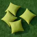MIULEE Pack of 4 Decorative Outdoor Throw Pillow Covers Linen Waterproof Pillow Covers Summer Farmhouse Cushion Cases for Patio Garden Tent Balcony Couch Sofa 18x18 Inch Moss Green