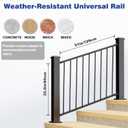Aluminum Railing Kit, Adjustable Angle Stair Railing Kit, Universal Railing Kit for Wooden Stairs Rails, Concrete Steps & Porch & Deck, Easy to Install, Not Include Post(36in Stair, 4ft)