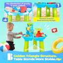 BELLOCHIDDO 3 in 1 Water and Sand Activity Sensory Playset & 4-Tier Splash Pond Toddler Water Table - Summer Outdoor Pool Backyard Toys - Gifts for Boys Girls 1.5+ Years Old