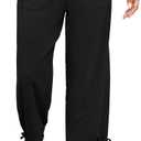 Famulily Womens Capri Pants High Waisted Wide Leg Lounge Linen Pant Drawstring Causal Palazzo Trousers with Pockets (XX-Large, Black)