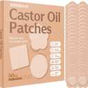 50PCS Castor Oil Patches, Castor Oil Pack Wraps Disposable Organic Cotton Self-Adhesive Pads for Belly Button, Anti Leakage Design, Breathable & Portable, No Wash (Beige)
