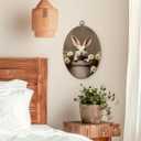 SHQIEUDH Vintage Bunny Oval Wall Art 8.6x11.4, Cottagecore Farmhouse Bunny floral Framed Canvas Prints Artwork, Rustic Rabbit Oval Wall Hanging Decor for Living Room Home Bedroom Kitchen