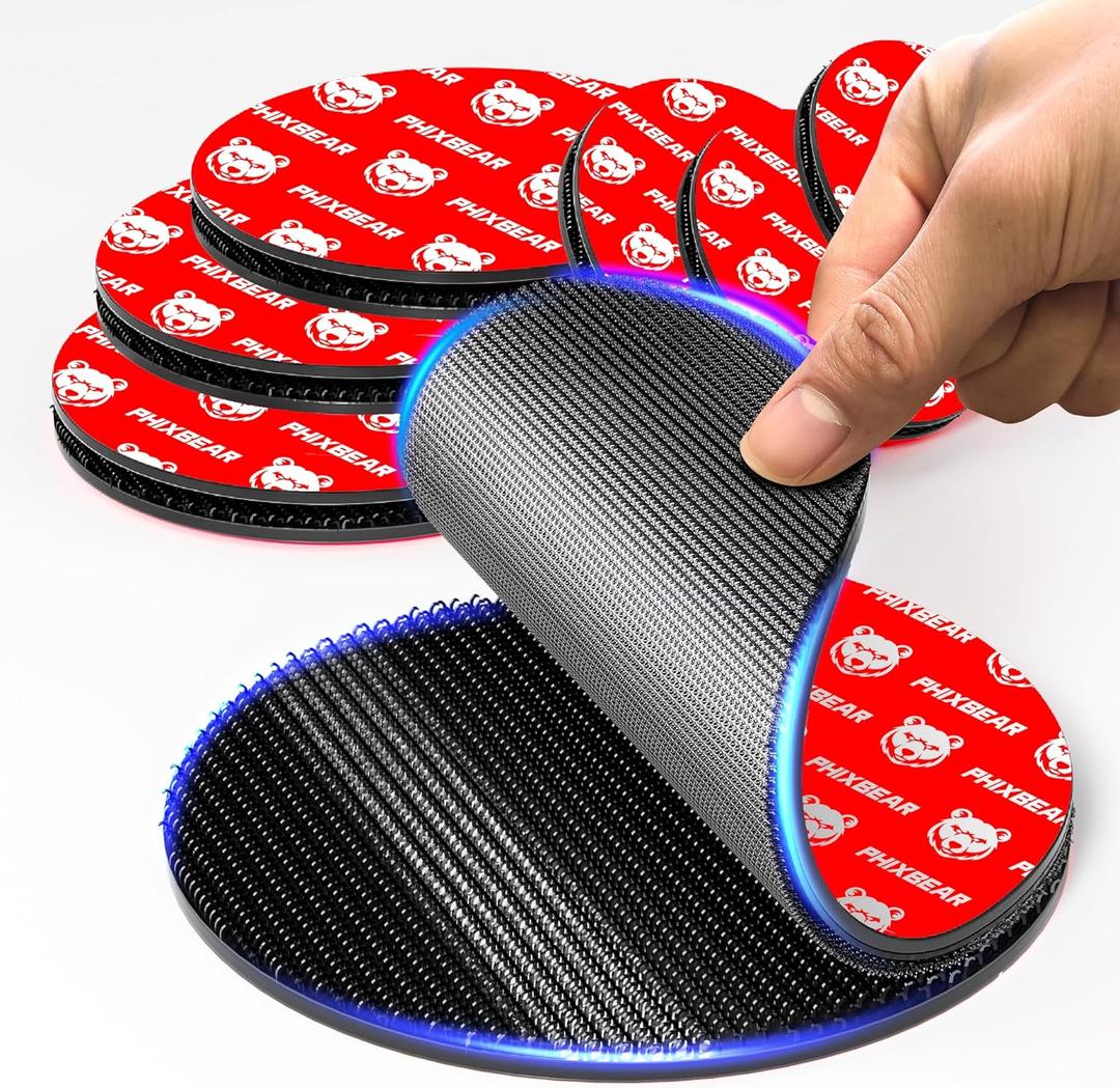 Black Hook and Loop Round Strips with Super Adhesive Heavy Duty, Heat Resistant Waterproof, Outdoor or Indoor Use, 16 Sets 1.97 Inch