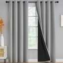 Grey Full Shade Curtain Panels, Thermal Insulated & Energy Efficiency Window Draperies for Guest Room, Full Blackout Curtains & Drapes for Shift Worker and Light Sleepers, W52 x L84 Inch, Light Grey