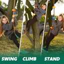 TURFEE Tree Swing for Kids - Single Disc Seat and Climbing Rope Set w/Carabiner & 4 Ft Strap - Treehouse and Outdoor Playground Accessories - Green