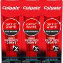 Colgate Optic White Pro Series Stain Prevention Hydrogen Peroxide Toothpaste, Teeth Whitening Toothpaste, Effectively Removes Tea, Coffee, and Wine Stains, Enamel-Safe for Daily Use, 3 Pack, 3.0 oz