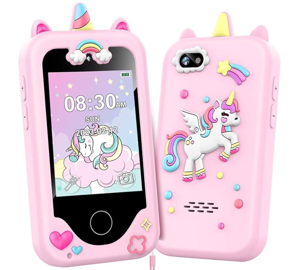Kids Smart Phone for Girls Toys, Gifts for 3-10 Year Old Girl Boy Christmas Birthday Kids Toys, 2.8" Touchscreen Toddler Learning Cell Toy Phone with Dual Camera, Game, Music Player, 8GB Card Pink
