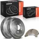 A-Premium Rear Brake Drums and Shoes Set Compatible with Honda Civic 2006-2015 L4 1.8L 6-PC Set