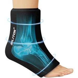 BILITOK Reusable Foot Ankle Ice Pack Wrap for Injuries, Cold Compression Therapy for Achilles Tendonitis, Plantar Fasciitis, Swelling, Sprained, Pain Relief (Black)
