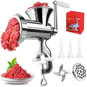 Meat Grinder Manual Mincer - 3 In1 Manual Meat Grinder Sausage Maker Meat Grinders For Home Use Fast And Effortless For All Meats Grinder Manual Mincer (#10)