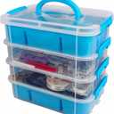 Bins & Things Multi-Compartment Stackable Craft Storage Box with Dividers - Plastic Nail Polish Organizer, Storage Containers for Beads, Sewing Supplies, Art Organizers and Storage - Blue