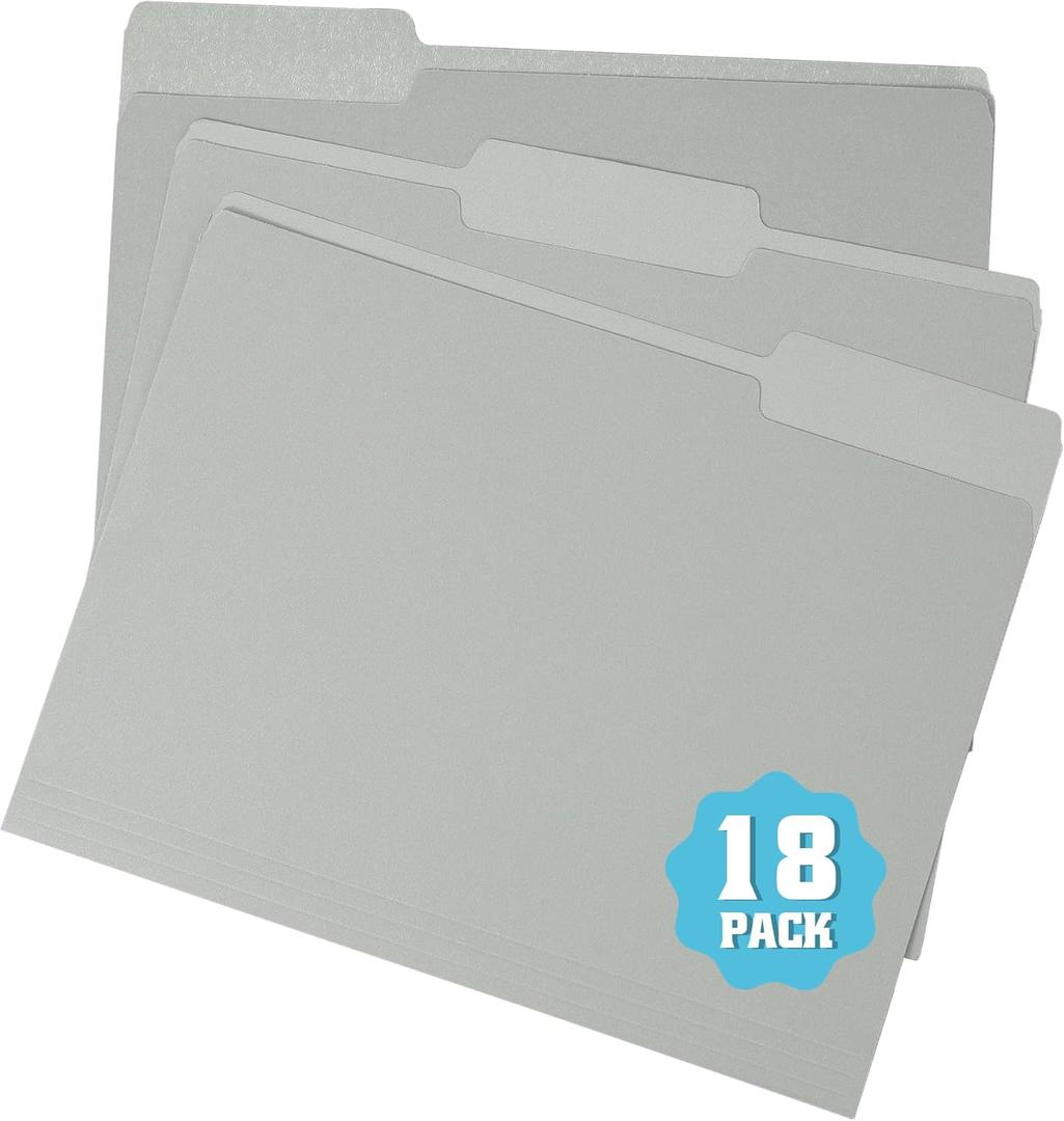 2 x 18 Pack Colored File Folders,1/3-Cut Tab,Letter Size,Durable Paper Folders,Office Supplies(4281U)