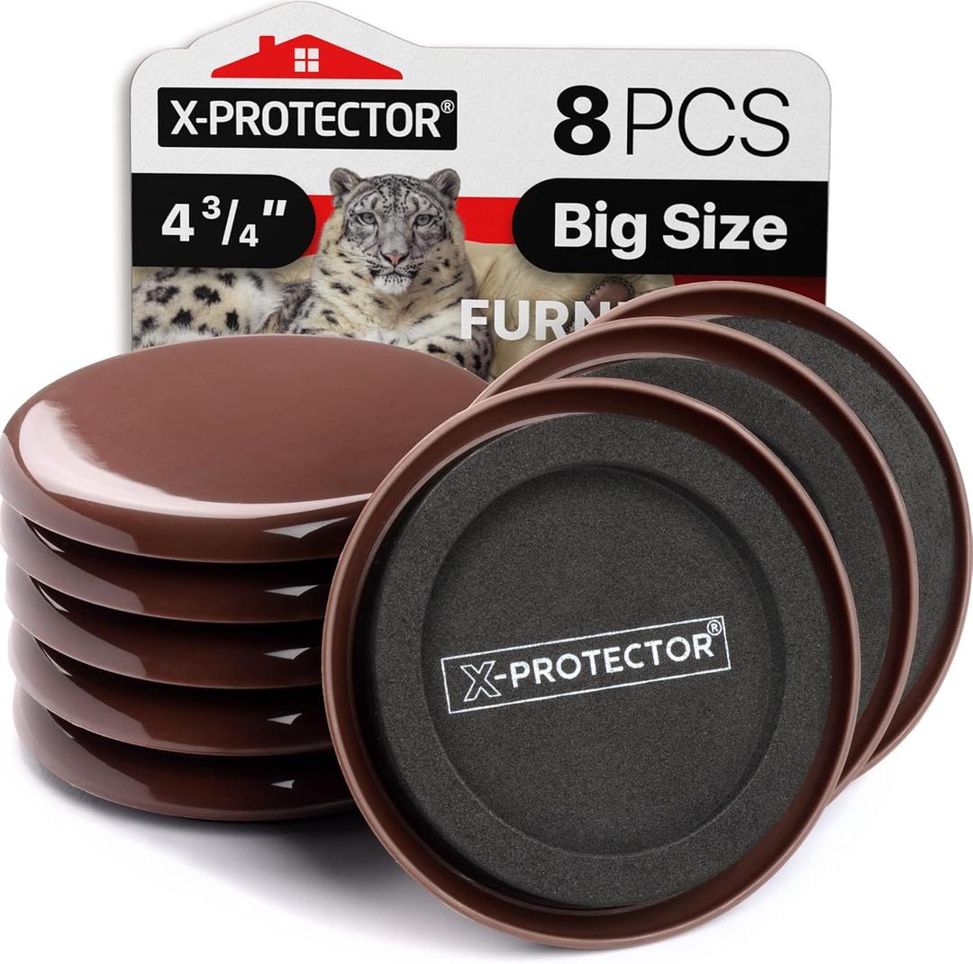 Furniture Sliders for Carpet X-PROTECTOR 8 PCS 4 3/4" - The Best Heavy-Duty Moving Pads - Sliders for Furniture with Unique Design. Move Your Furniture Easily with Furniture Sliders for Carpets!