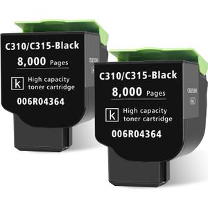 for Xerox C315 C310 Toner Cartridge Black 2 Pack 8000 Pages Extra High Capacity Replacement 006R04364 Compatible 006R04356 Standard Ink Cartridge for Xerox C315DNI C310DNI Color Printer(2 Pack,Black)