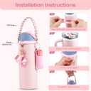 RONGFY Letter Accessories for Owala Water Bottle 24/32/40oz,Initial Charm、Lipstick Holder and Handle Strap for Owala and Stanley Cup Accessories (R, Pink)