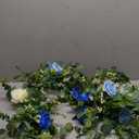 Livole 2Pcs 13 Ft Artificial Flower Garlands Real Touch Fake Floral Silk Blue Rose Garland Hanging Vine for Wedding Table Centerpieces Party Arch Ceremony Garlands Backdrop Decor