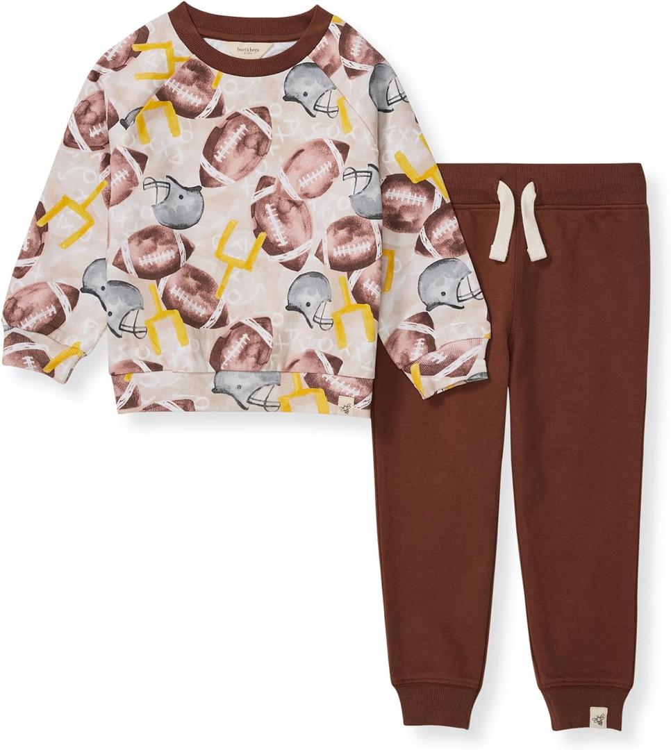 Burt's Bees Baby Boys Shirt and Pant Set, Long Sleeve Top & Bottom Outfit Bundle, 100% Organic Cotton (Newborn)