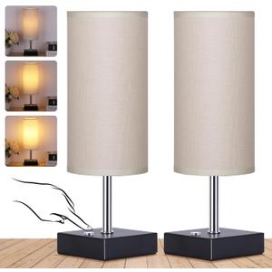 Cordless Table Lamp, Battery Operated Lamp Touch Dimmable,Rechargeable Lamp for NightStand, Battery Powered Wireless Table Lamp for Decor, Living Room, Dorm-2Pack (12 Inch, Beige)