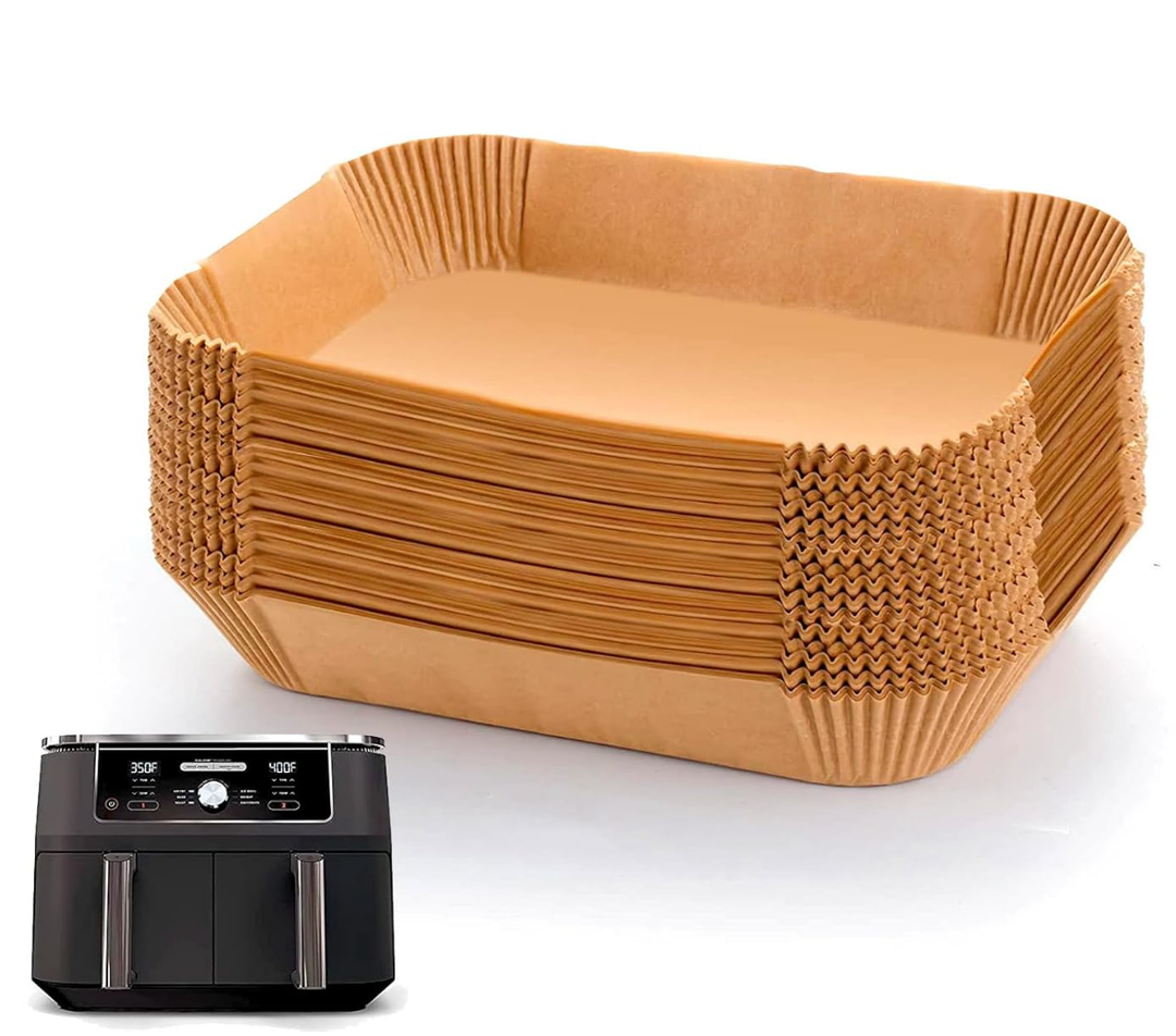 Ninja Foodi Air Fryer Liners, Ninja Air Fryer Liners Disposable, Ninja DZ071 Foodi Ninja Dual Air Fryer Parchment Paper Liners, Rectangular Airfryer Paper Liners, Rectangle 2 Basket Liners