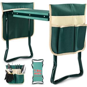KVR Upgraded Garden Kneeler and Seat with Thicken & Widen Soft Kneeling Pad,Heavy Duty Foldable Gardener Stool with 2 Tool Pouches,Gardening Gifts for Women Mom Men Seniors (ModelZA)