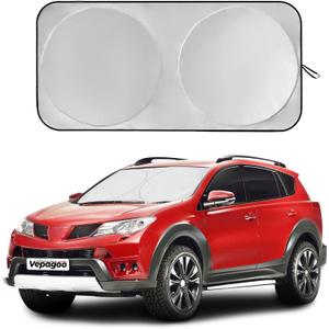 Veapgoo Car Windshield Sun Shade Window Cover Shade Interior Sun Protection 69inX35in, UV Rays and Sun Heat Protector, Prevents Dashboard Fade and Crack (Silver)