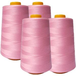 AK Trading 4-Pack Pink All Purpose Sewing Thread Cones (6000 Yards Each) of High Tensile Polyester Thread Spools for Sewing, Quilting, Serger Machines, Overlock, Merrow & Hand Embroidery