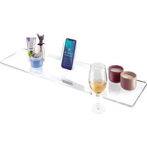 32" Supreme - Clear Acrylic Bathtub Tray Caddy Tub Shelf, Spa Board Luxury Bathroom Bath tub Table, Fits Across Bathtubs, Book, iPad and Wine Glass Holder (Supreme, 32")