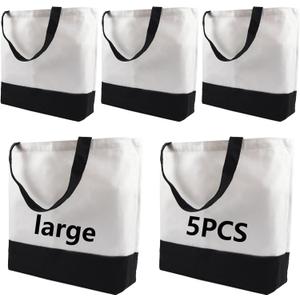OKBA 5 pcs Sublimation Tote Bags,polyester tote bags for sublimation, blank canvas tote bags for DIY Crafting and Decorating