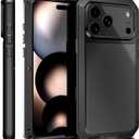 Compatiable with iPhone 17 Pro Max Case,360 Full Body Protective Cover Heavy Duty Shockproof [Tough Armour] Aluminum Alloy Metal Case with Silicone Built-in Screen Protector - Black