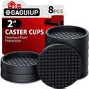 Non Slip Furniture Pads - 2" Anti Skid Caster Cups, 8PCS Round Black Silicone Furniture Coasters for Hardwood Floors, Anti Slide Furniture Cup Bed Couch Floor Protectors