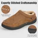 Mens Slip-On Moccasin Slippers, Warm Winter Microsuede House Shoes with Memory Foam, Indoor and Outdoor Loafer Style (11-12, Tan)