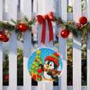 Eiflow Glass Diamond Art Hanging Kit for Adults Full Drill, DIY Christmas Diamonds Painting Window Hanging Board Kit, Stained Glass Crystal Diamond Art Painting Pendant Ornament (Penguin)