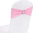 Peomeise 25pcs Pink Spandex Chair Sashes with Buckle Slider for Wedding, Party Decoration